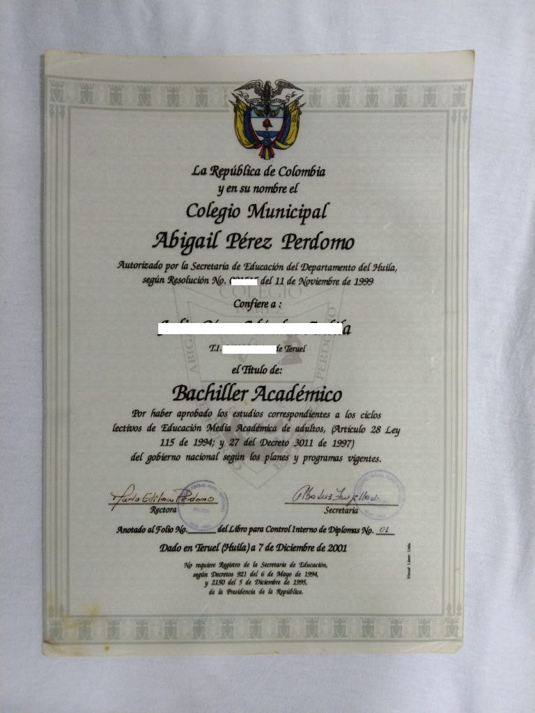 COMPRAR CERTIFICADO DE BACHILLERATO